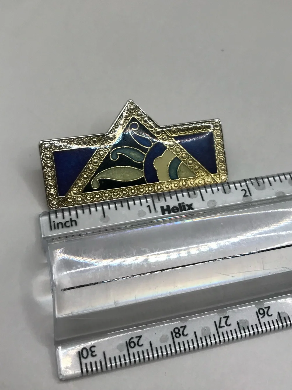 Vintage Gold-Tone Blue Enamel Art Deco Inspired Brooch